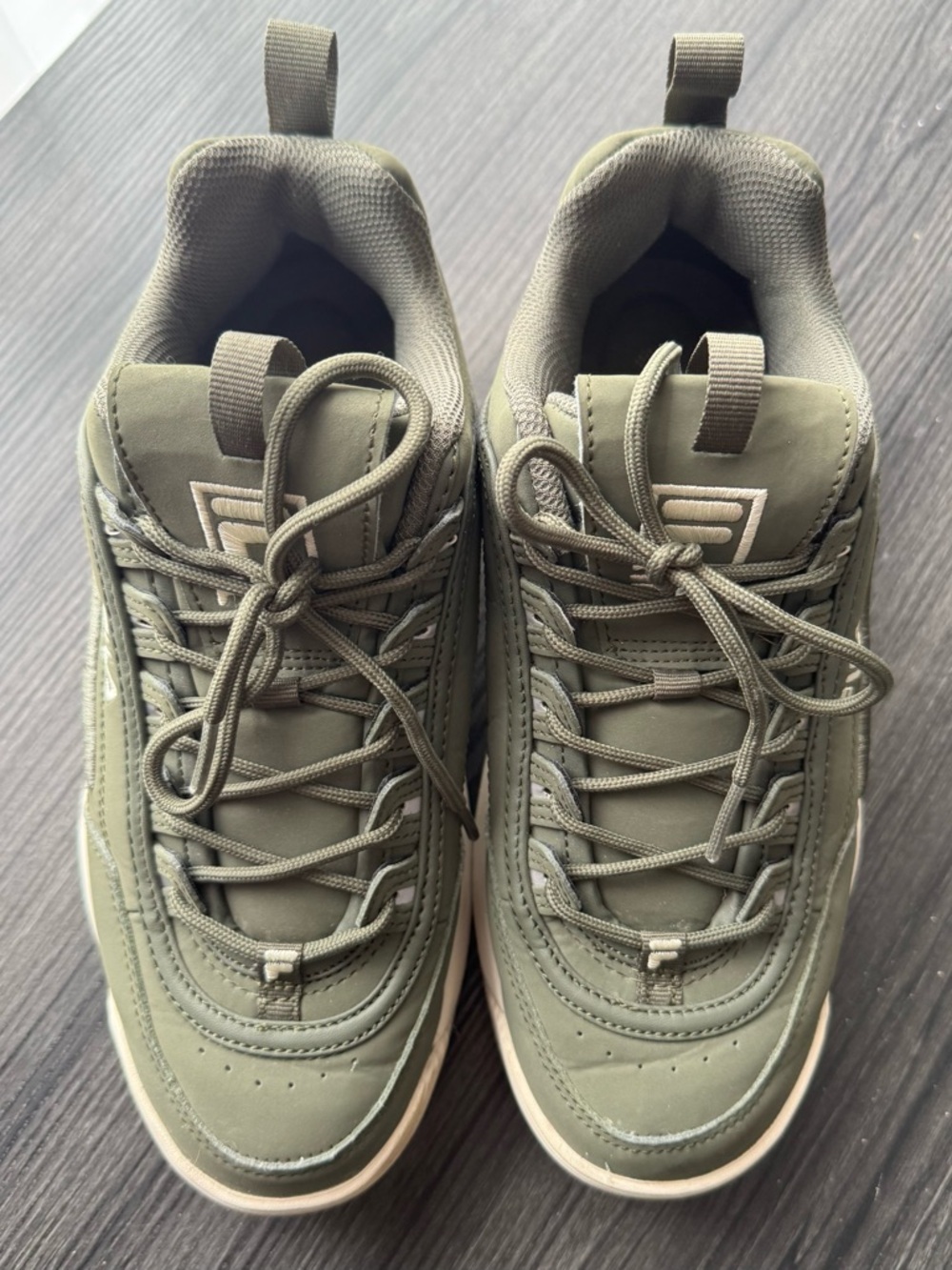 Fila Disruptor 2 Shoes Womens Size 8 Green Leather Chunky Platform Sneakers - Picture 2 of 8